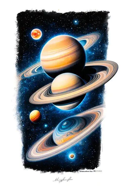 Saturn And Black Hole