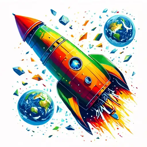 Rasta Rinding Rocket Board Thru Space Debris And Earth Garbage