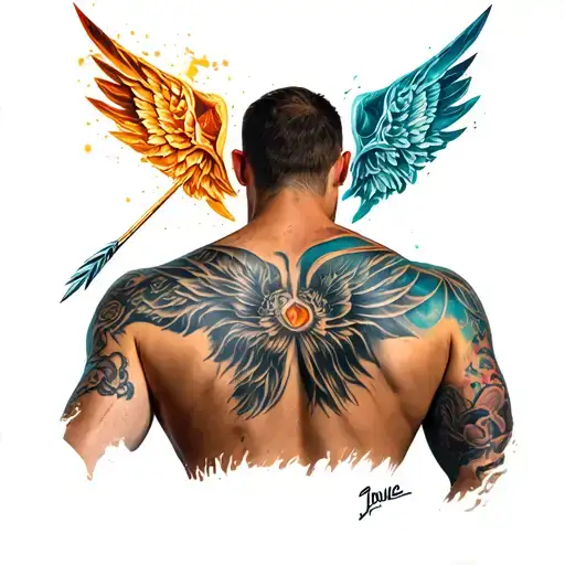 Small Arrow On Mans Chest Pulling Back