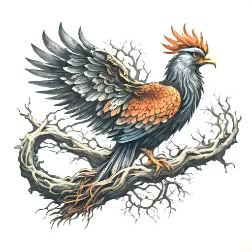 Phoenix Bird Inside A Tree Of Life