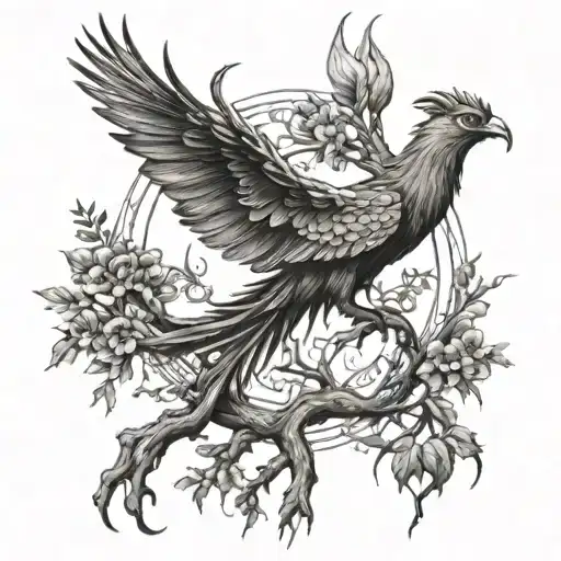 Phoenix Bird Inside A Tree Of Life