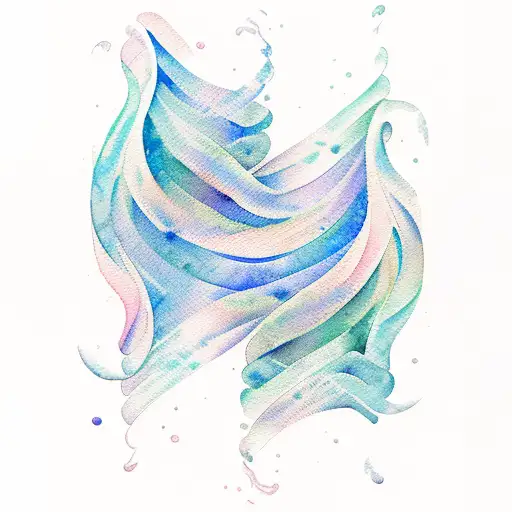Watercolor Waves With Linear Design