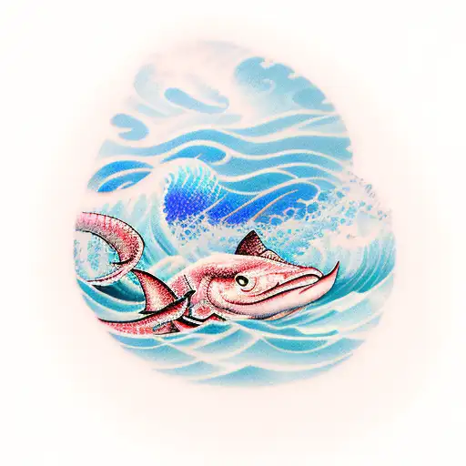 Linear Design Blue Ocean Wave