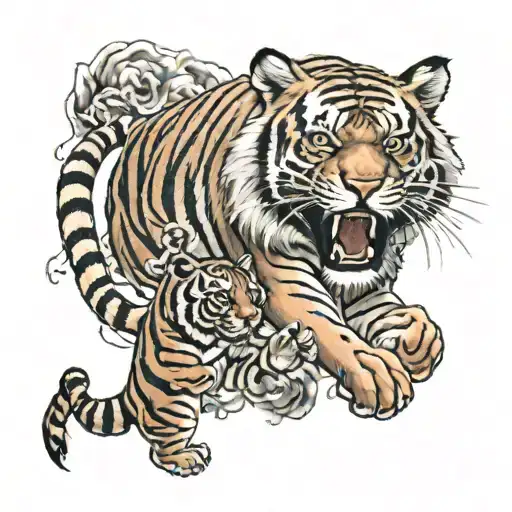 Bitcoin And Tiger Fighting