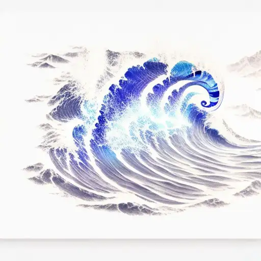 Linear Panoramic Blue Ocean Wave
