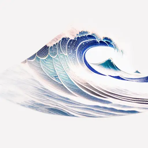 Linear Panoramic Blue Ocean Wave