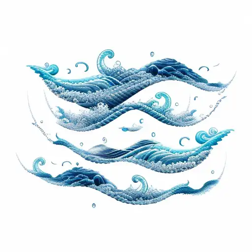 Linear Panoramic Blue Ocean Wave