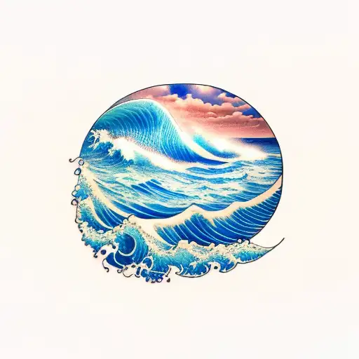 Linear Panoramic Blue Ocean Wave