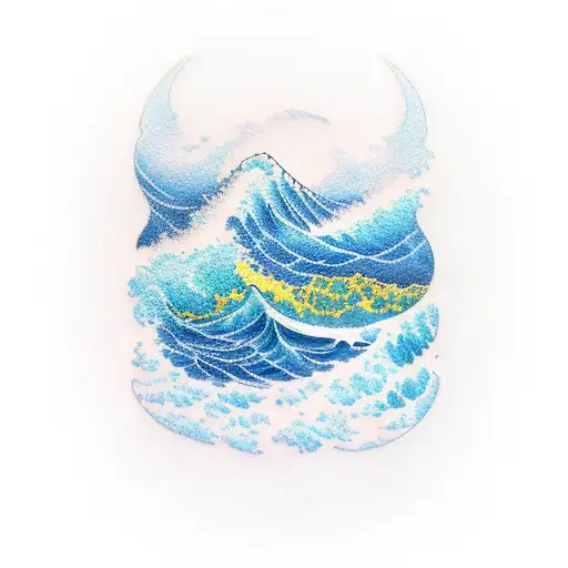 Long Blue Ocean Wave