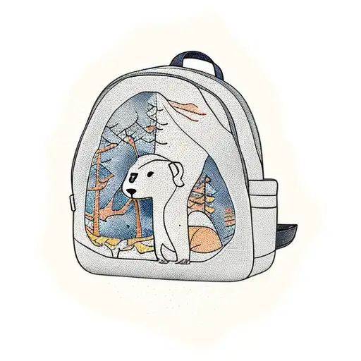 A Group Of Ferrets Hiking Through A Forest With Tiny Backpacks