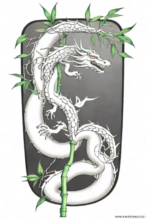 Simple Thin Bamboo Sticks With A Traditional Japanese Dragon Flying Up