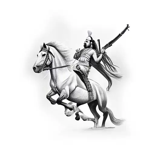 Indian With Ak-47 Riding A Horse