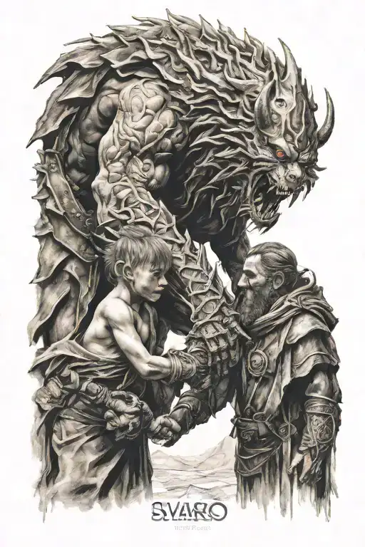 Svarog With Son Holding Hands