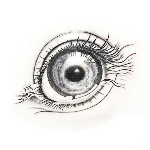 Eyeball Center With Dark Creepy Roots And Bones