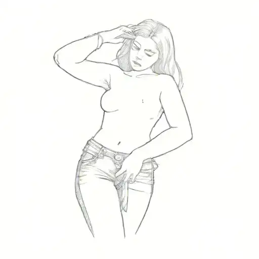 A Girl In A Black Top And Jeans