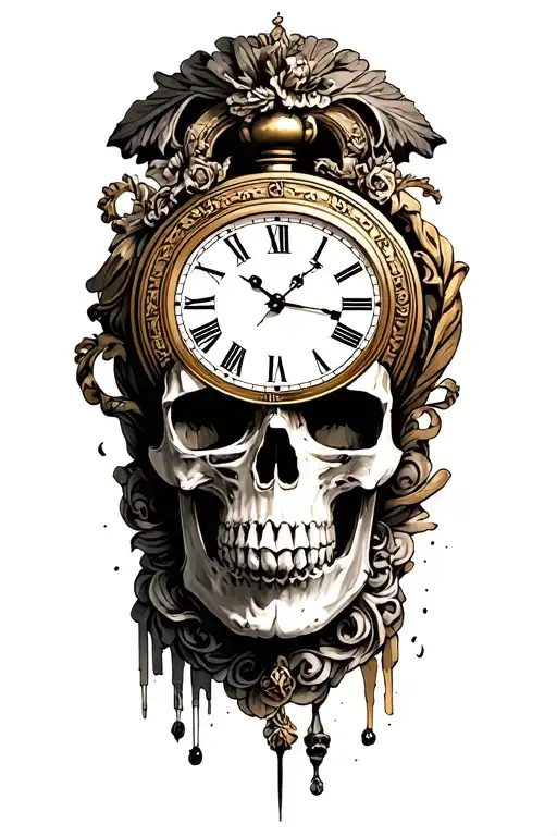 Roman Clock And Skull