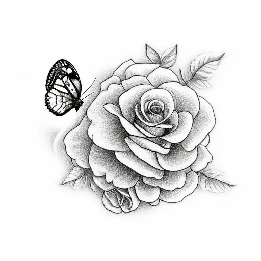 Butterfly With Roses Saying Mom