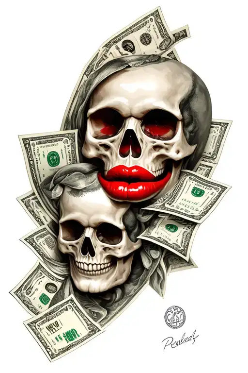 Red Lips Money Skull