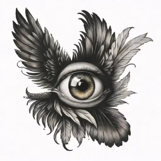 Two Wings And Eye In The Middle Of The Wings With No Background