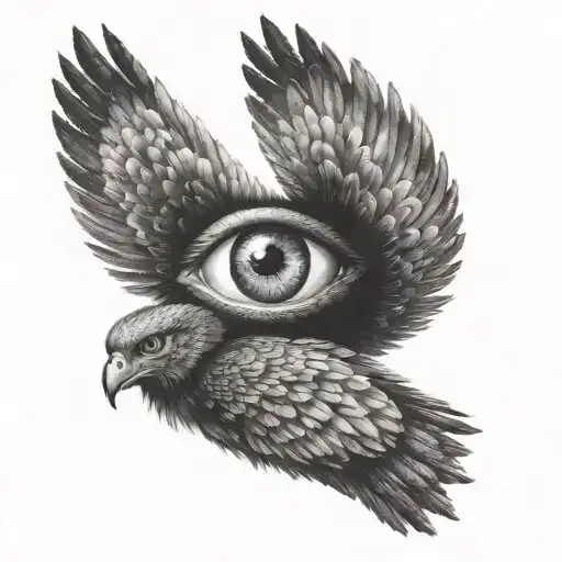 Two Wings And Eye In The Middle Of The Wings With No Background