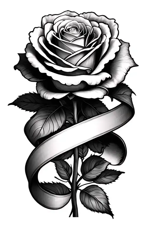 Ribbon With Denisa Celena Maria Wrapped Around The Stem Of A Rose