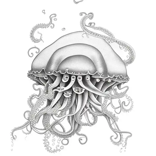 Jellyfish With Sunflowers And Octopus