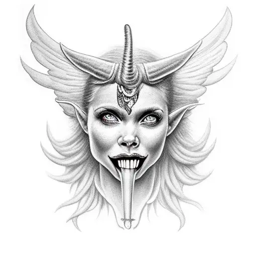 Angel With Devil Horns Gasping For Breath