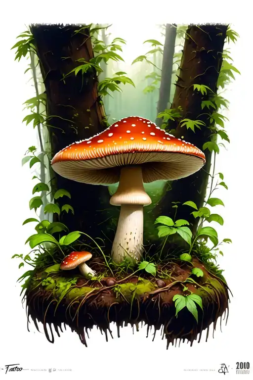 Funny Mushroom Tattoo Design