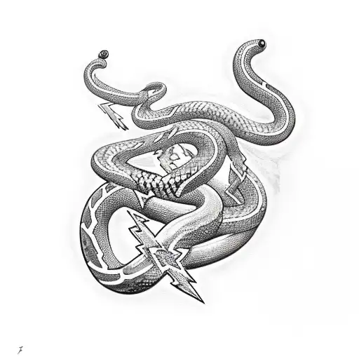 Lightning Bolt With Snake And A Clover