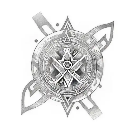 Norse Sleeve Including Vegvisir And Valknut Symbols