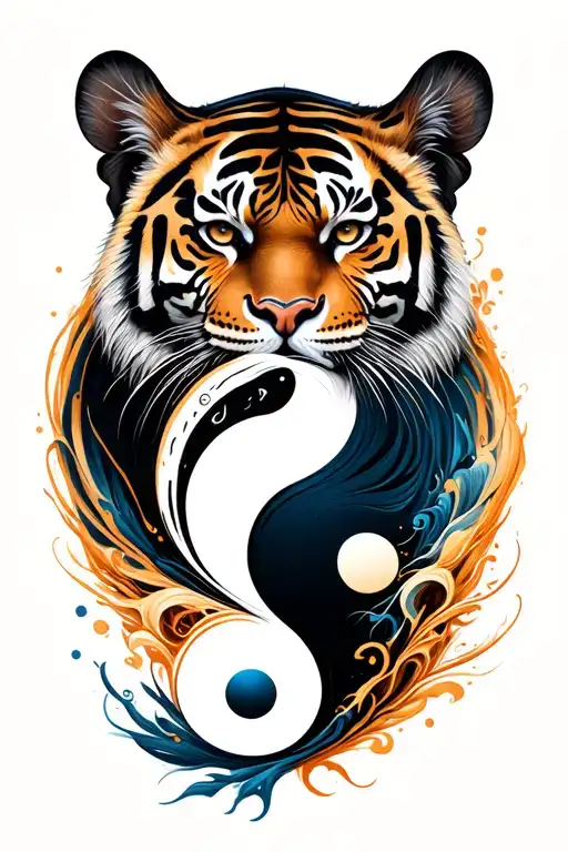 Tiger And Taurus Yin Yang Symbol Made