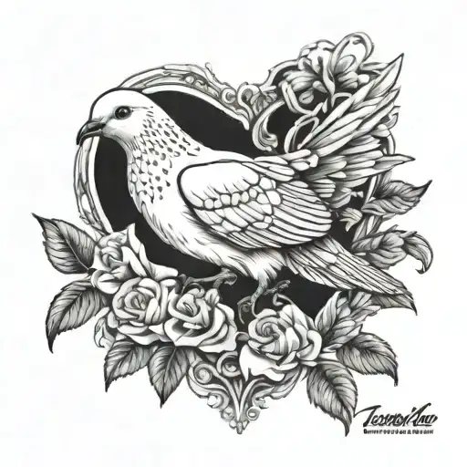 Front Trap Tattoo Black With White Dove