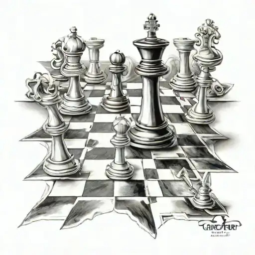 Chessboard With Fallen Pawn Chess Piece