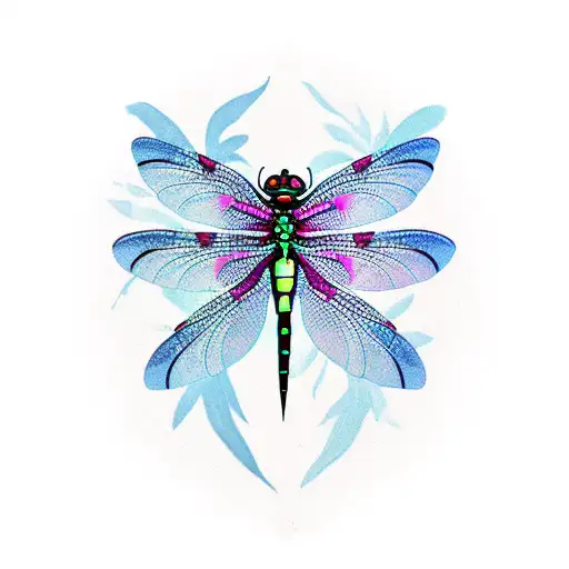 Pink And Blue Dragonfly