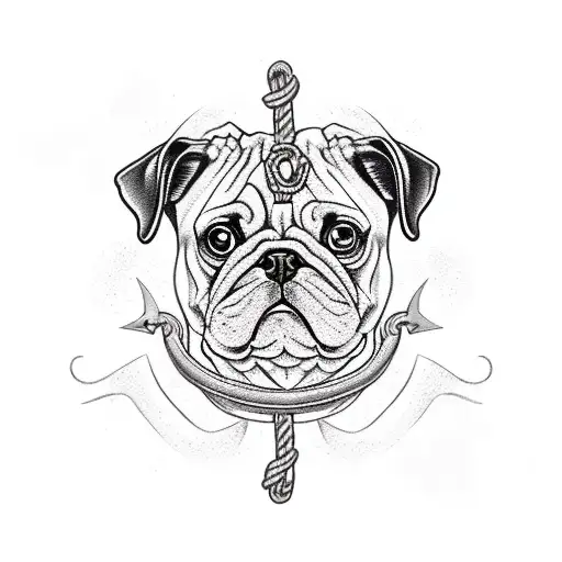 Playful Pug Pulling Anchor