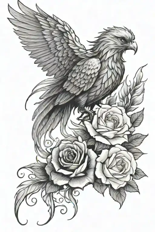 Phoenix And Rose Intertwined
