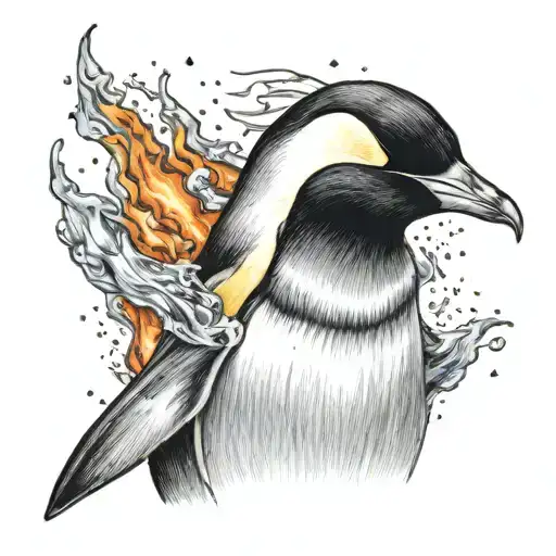 Emperor Penguin In Flames