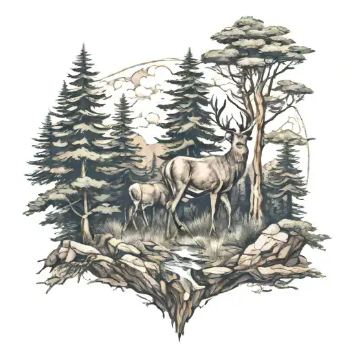 Deer Cliff Forest Landscape