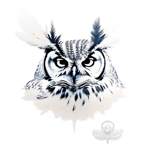 Angry Great Horned Owl With Almost Invisible Skull On Its Cheat