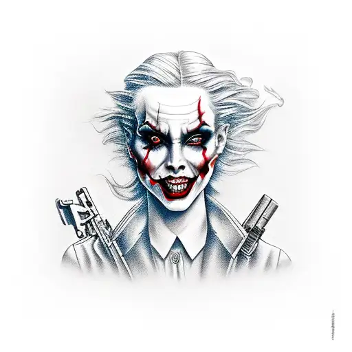 Sexy Evil Female Joker With Guns