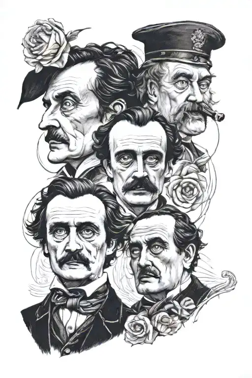 Portrait Of Edgar Allan Poe And Oablo Neruda And The Mythology Of Orpheus And Eurydice