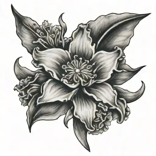 Daffodill With Pisces Symbol Intertwined