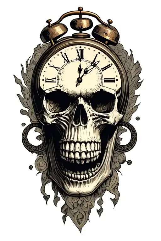 Skull And Clock Surrounded