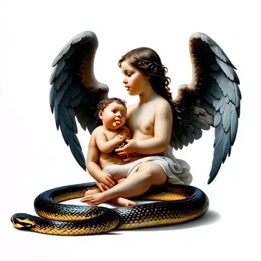 Snake Eating Baby An Angel