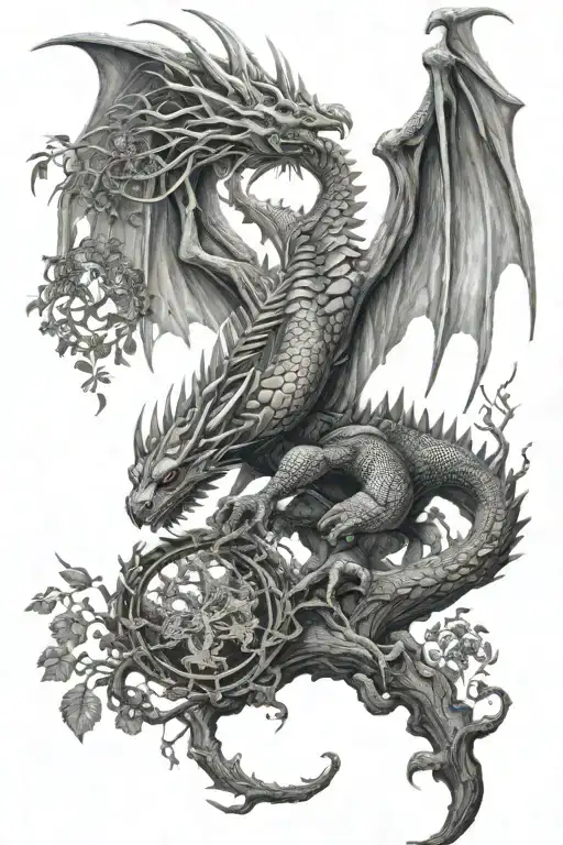 Dragon With World Tree Of Life