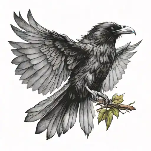 Raven With Spread Wings