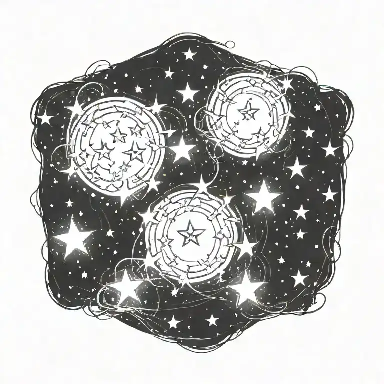 Small Free Flowing Glowing Stars In A Circle