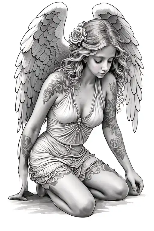 Real Girl Kneeling Angel