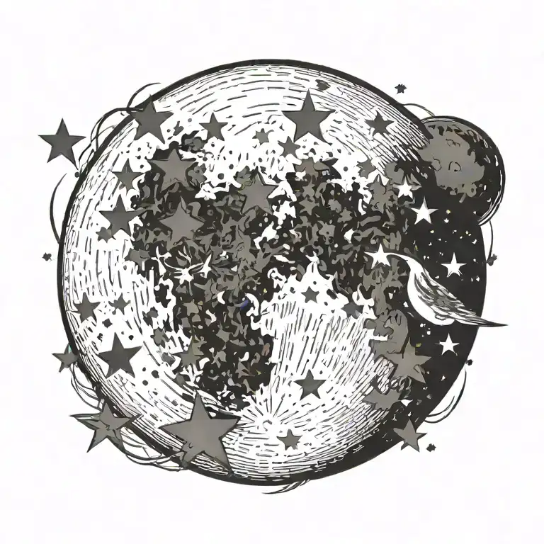 Moon And Stars In A Cirkle