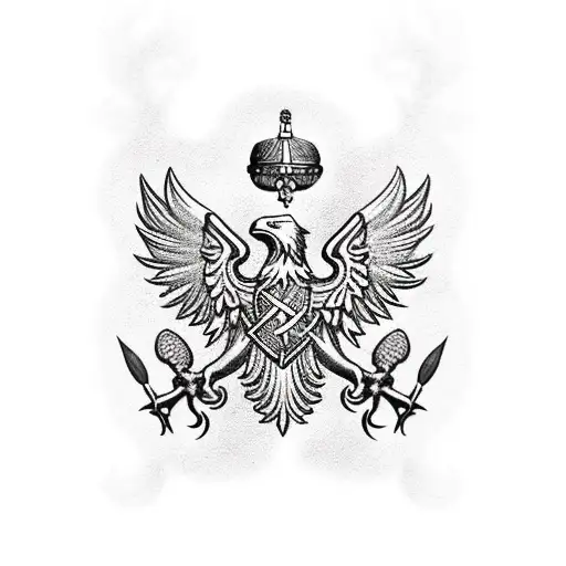 Polish Eagle With Viking Runes And Scottish